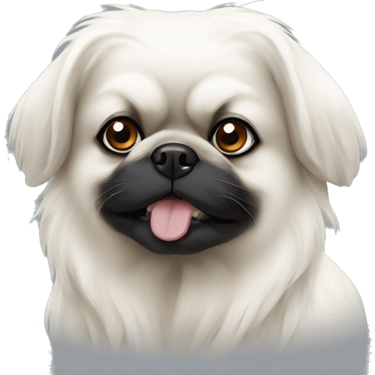 white pekingese with black spots emoji