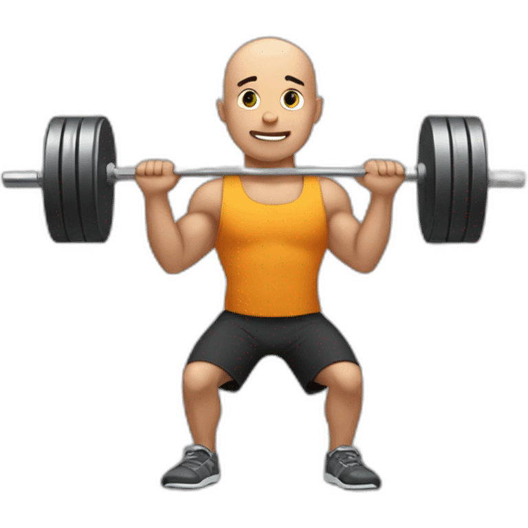 bald man lifting weights emoji