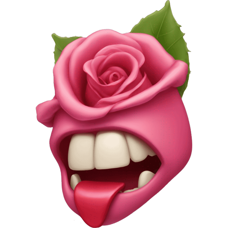 Rose in mouth emoji