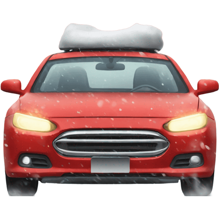 Driving a red car blizzard snow storm emoji