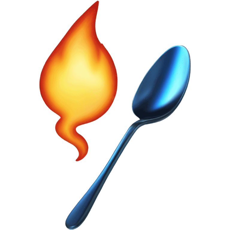 Flame underneath spoon  emoji