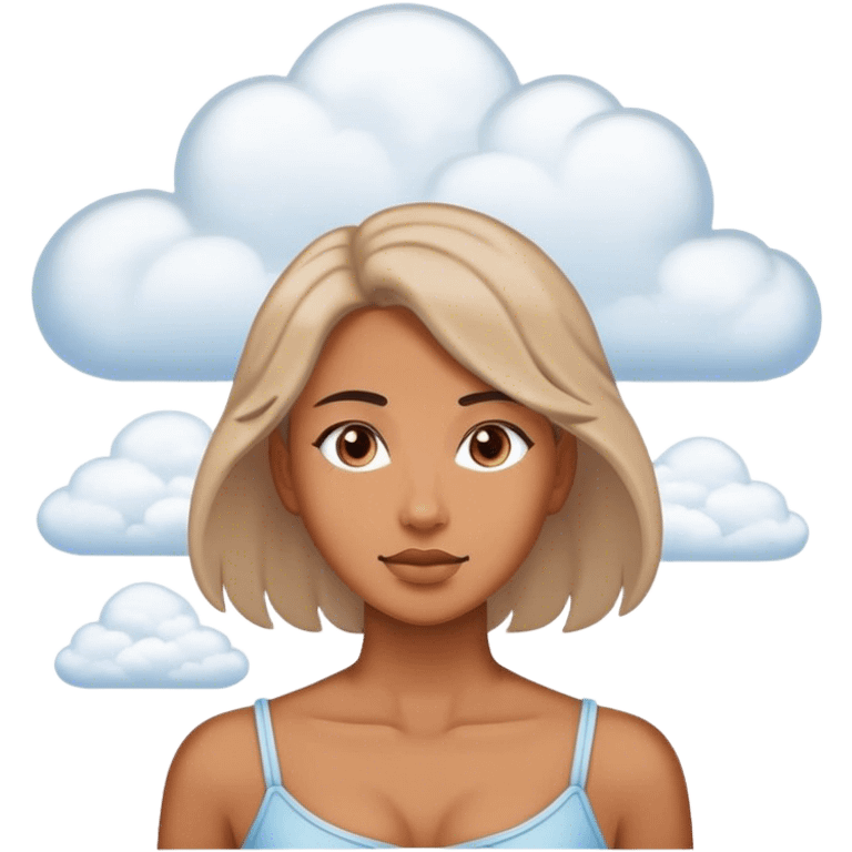 Woman in clouds from shoulders up  emoji