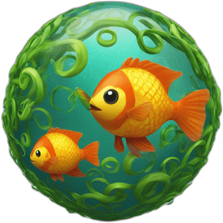 3d sphere with a cartoon hypnotic vine Tropical Fish skin texture emoji