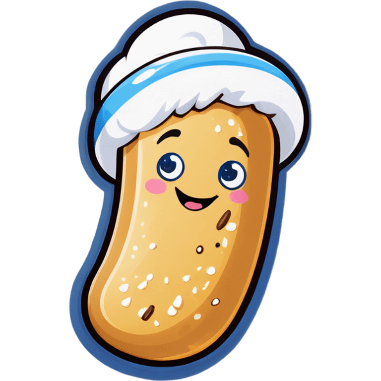 A smiling Twinkie, full of cream coming out of it with a blue towel over its eyes and head emoji