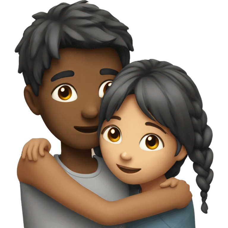 Boy and girl hugging emoji