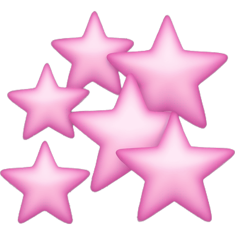 Three small pink , five-pointed stars grouped together. The stars have a slightly elongated shape, giving them a twinkling effect. They vary in size, with the largest star in the center and two smaller stars on either side.  emoji