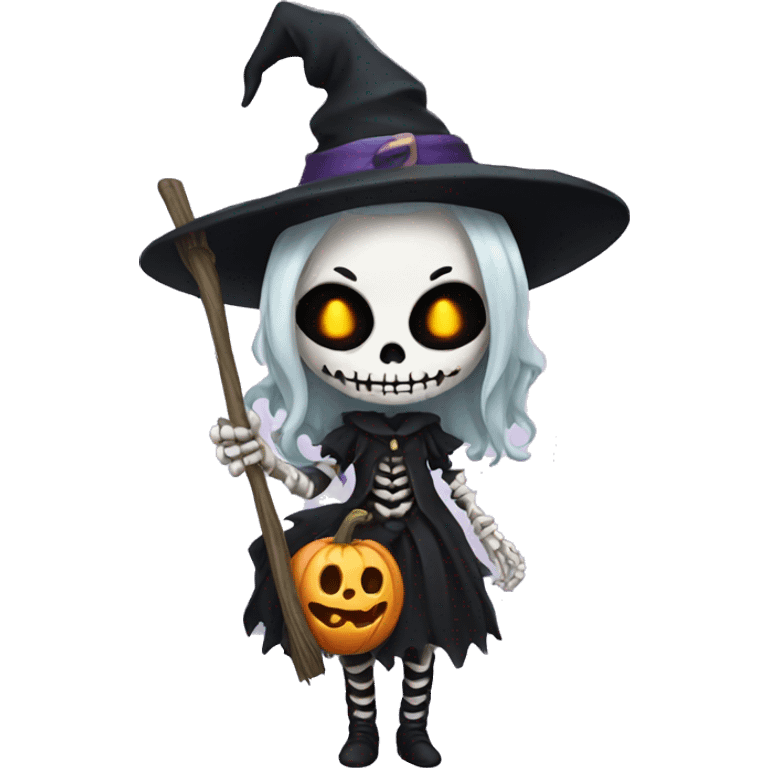 Cute skeleton women  witch  emoji