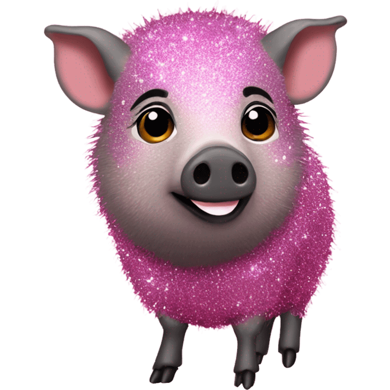 Pink full body javelina with glitter emoji