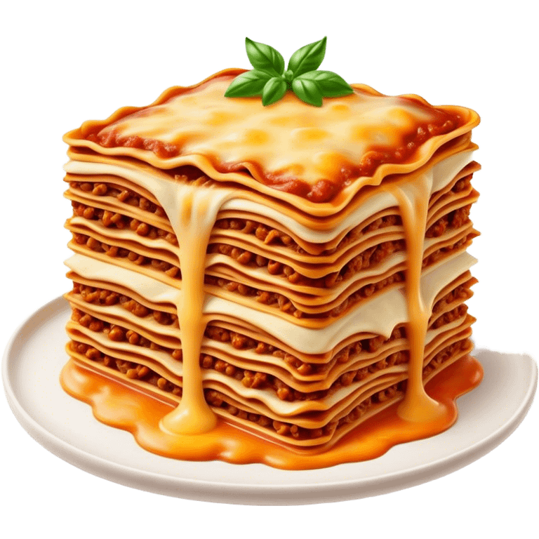 Cinematic Realistic Lasagne alla Bolognese Dish Emoji, depicted with layered pasta, rich meat sauce, and melted cheese rendered with exquisite detail and hearty, warm lighting. emoji