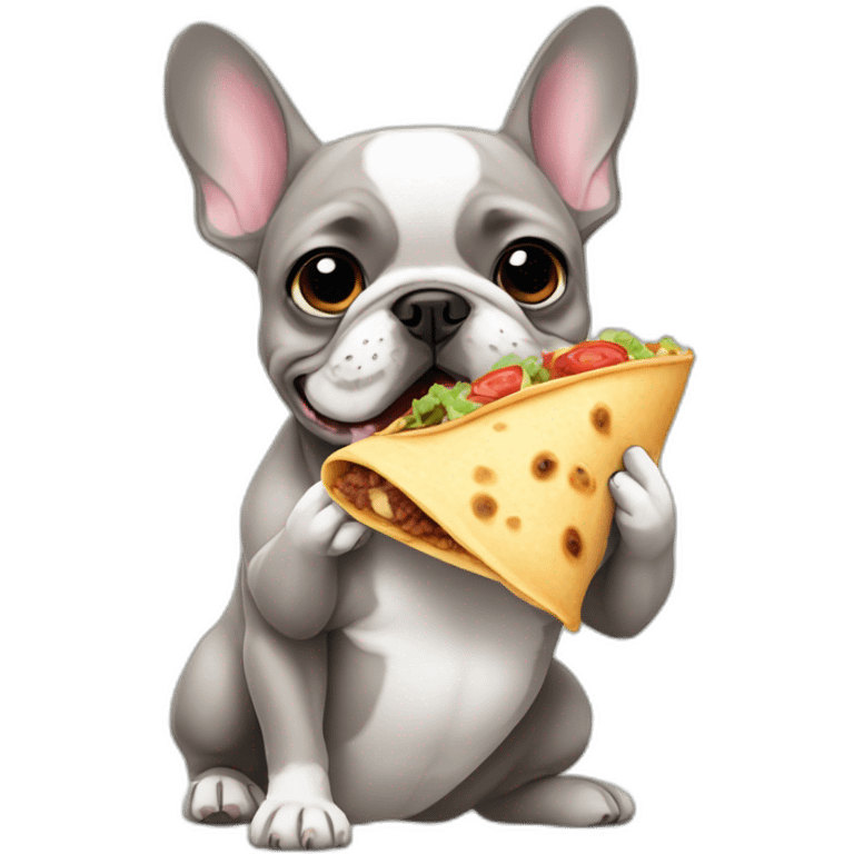 a french bulldog eating a burrito emoji