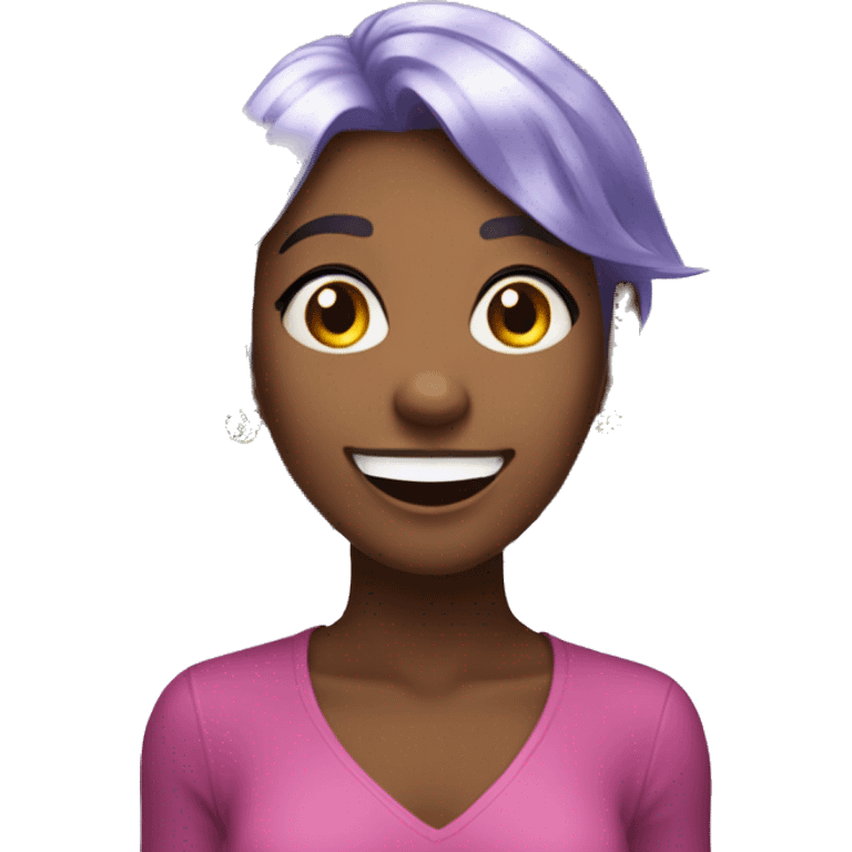 one girl with crystal hair, she is feeling happy and elated and excited, make her hair shiny with prisms and angles and edges emoji