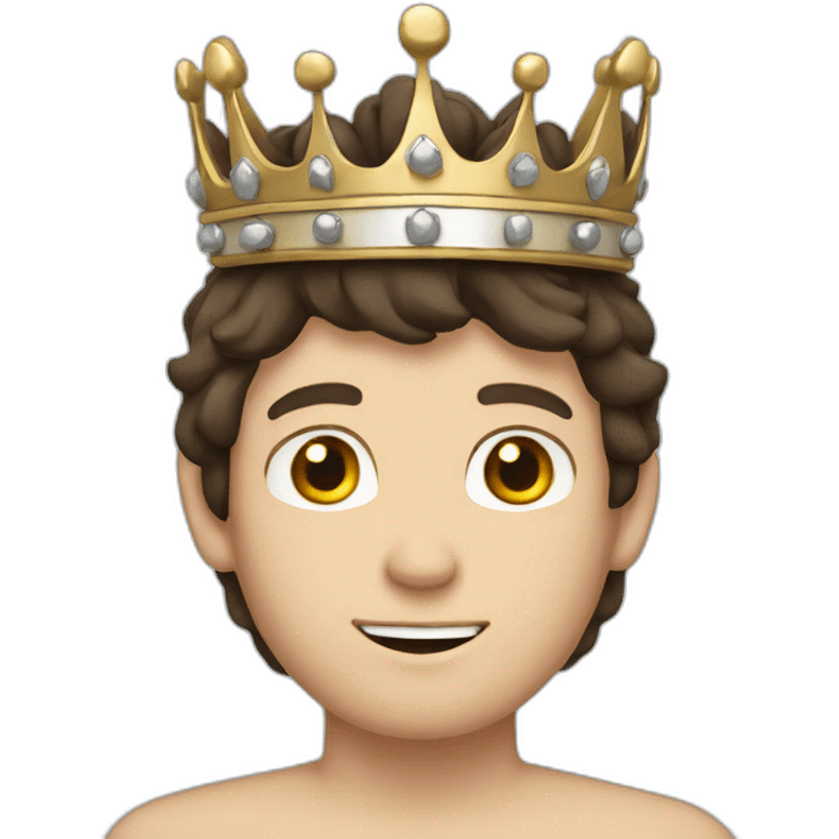 wawy dark brown hair white boy with a crown emoji