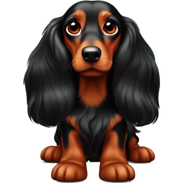 long haired red and black dachshund full body emoji