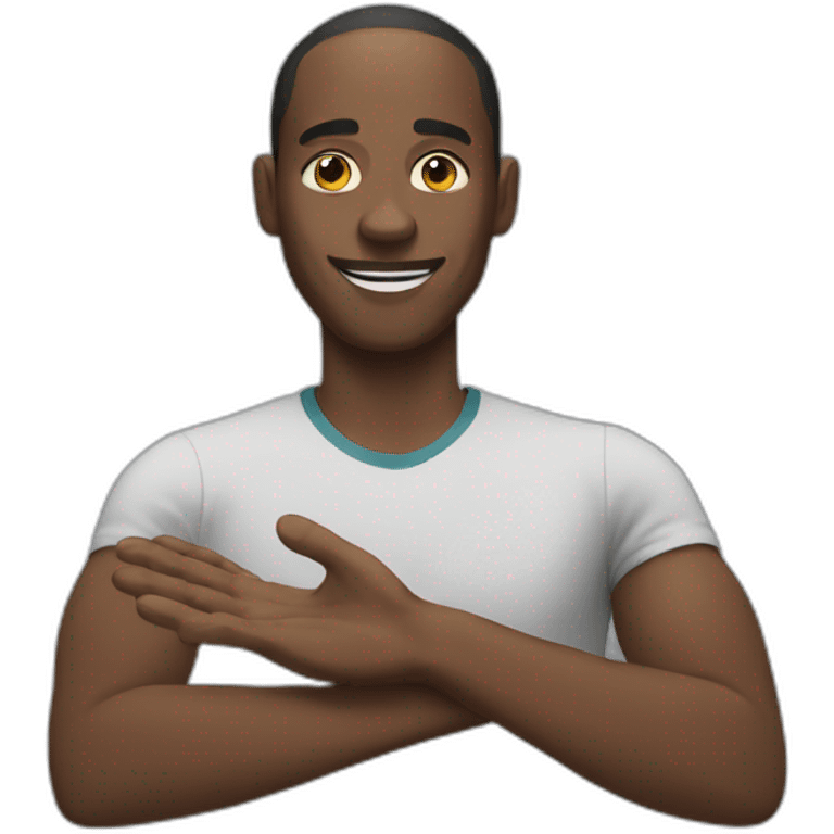 Black american man stretching hands emoji