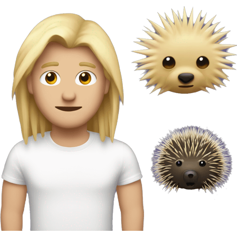 A blonde guy emoji and a porcupine emoji merged together emoji