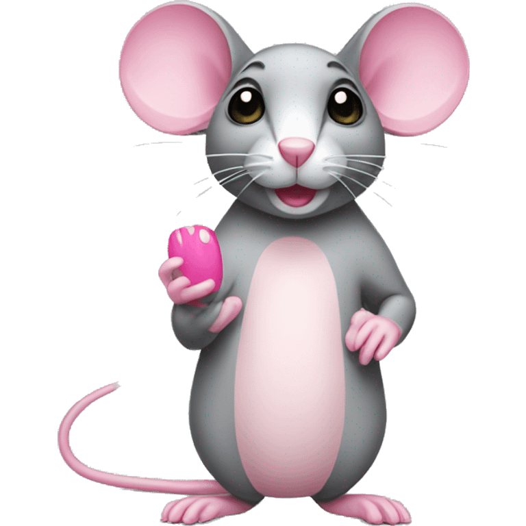 mouse with pink nails  emoji