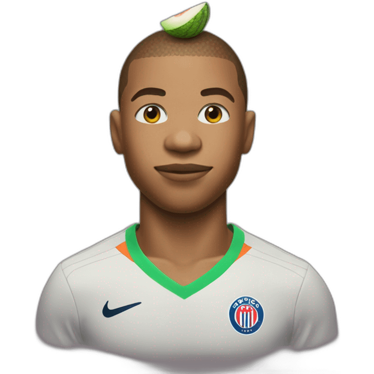 mbappe with a melon head emoji