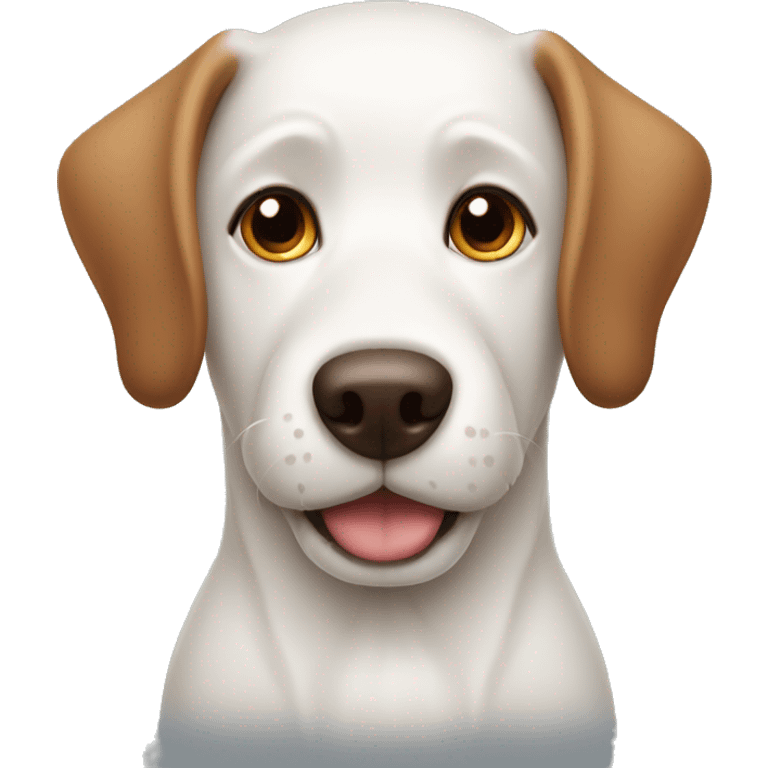 White dog face with brown ears emoji