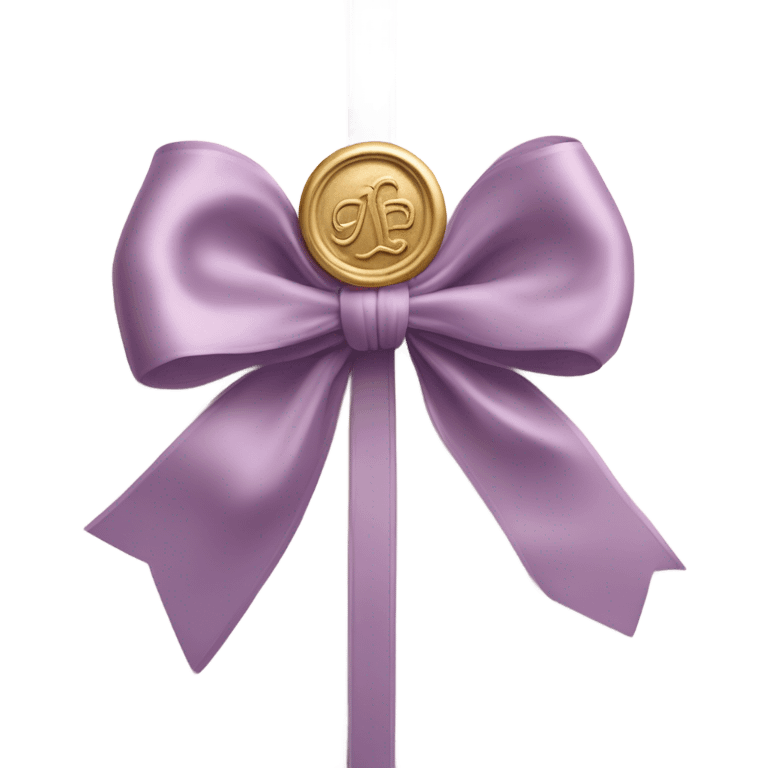 A delicate pastel pink satin bow tied around a vintage lilac letter with a gold wax seal. emoji