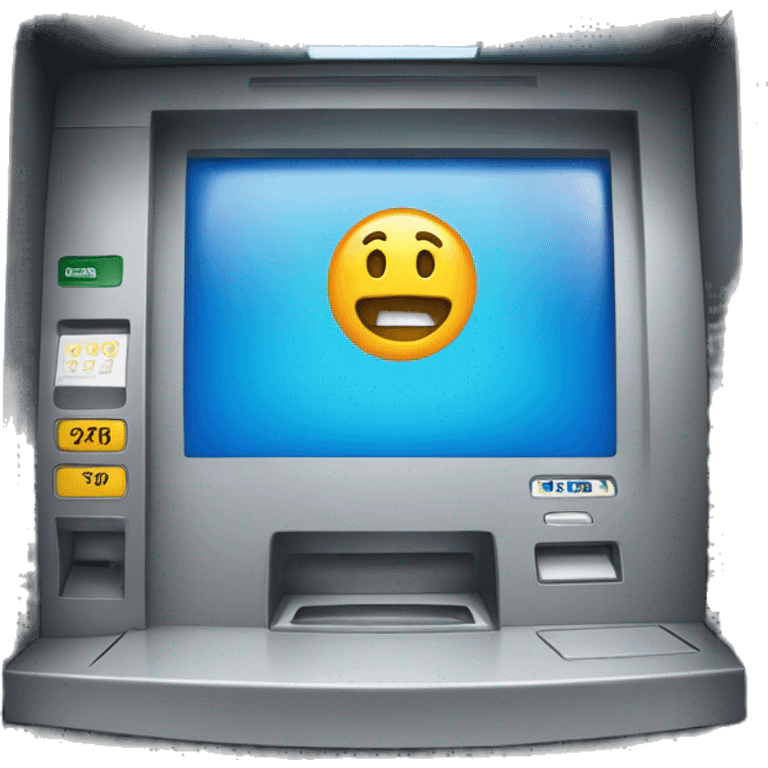 ATM machine A curious face emoji