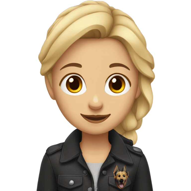 Blonde girl with German shepherd  emoji