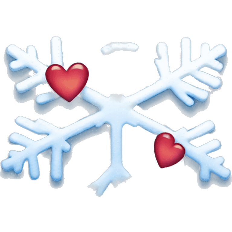 A snowflake with a heart shaped gap in the middle and transparent background emoji