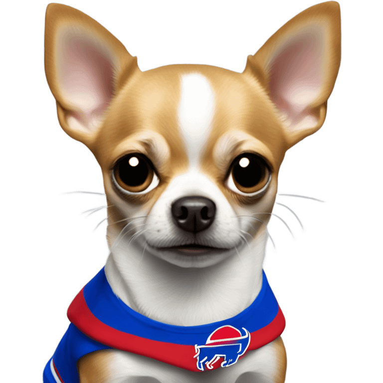 “Let’s Go Buffalo” Chihuahua wearing Buffalo bills jersey  emoji