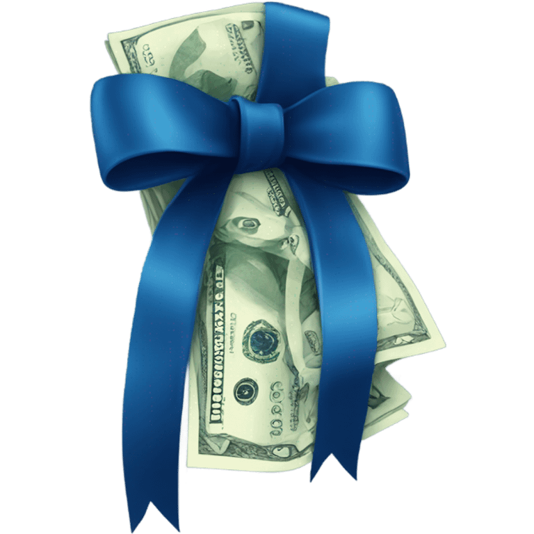 a bundle of money tied with a dark blue bow emoji