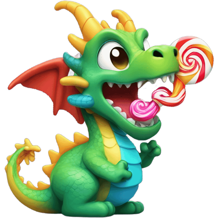 Dragon licking a small lolly pop emoji