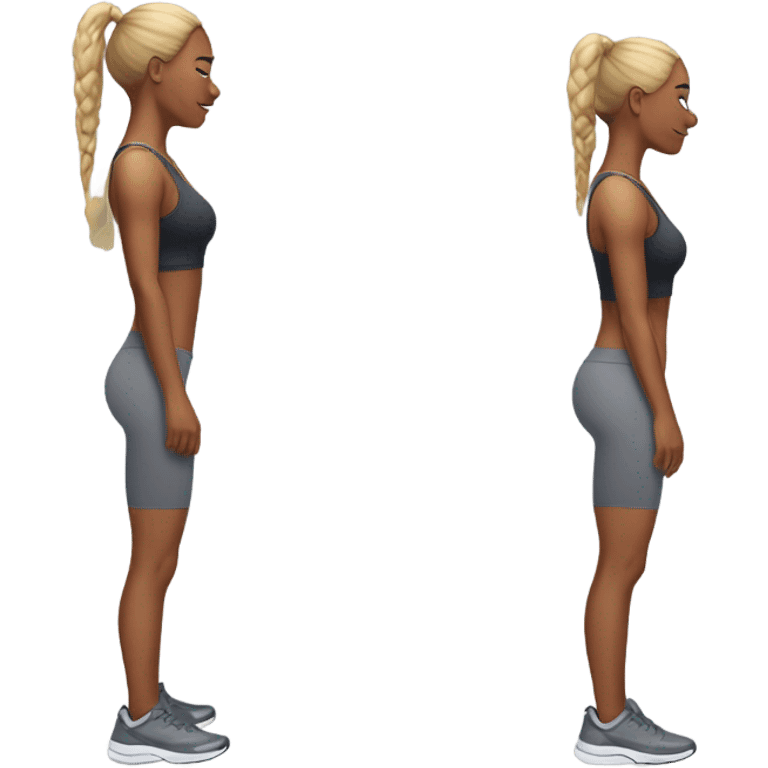 Woman in gym clothes doing glute bridge emoji