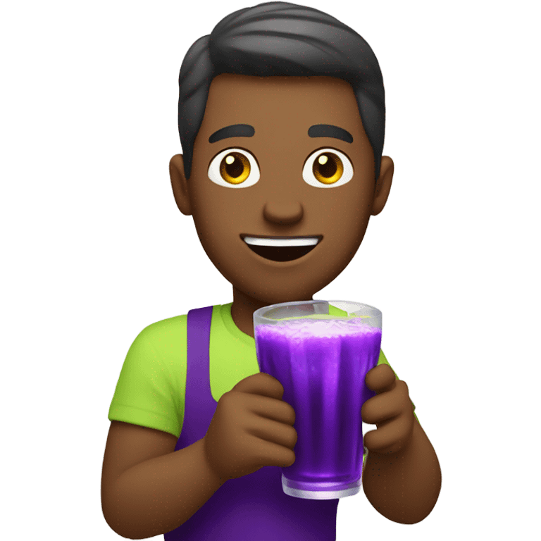 Guy drinking purple drink emoji