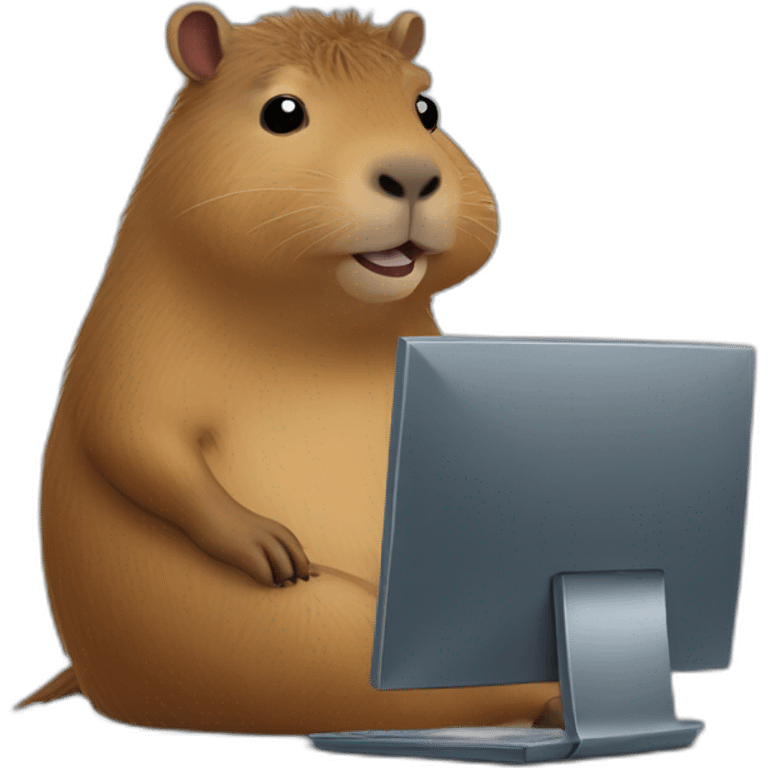 Capybara with computer watching netflix emoji