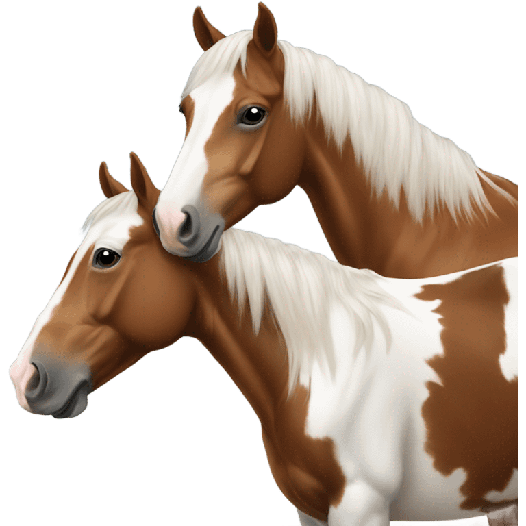 Happy paint horse with bay quarterhorse  emoji