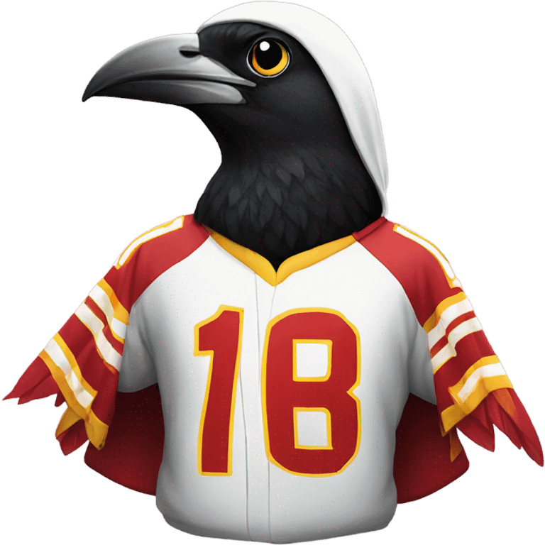 Magpie bird with a chiefs hoodie emoji