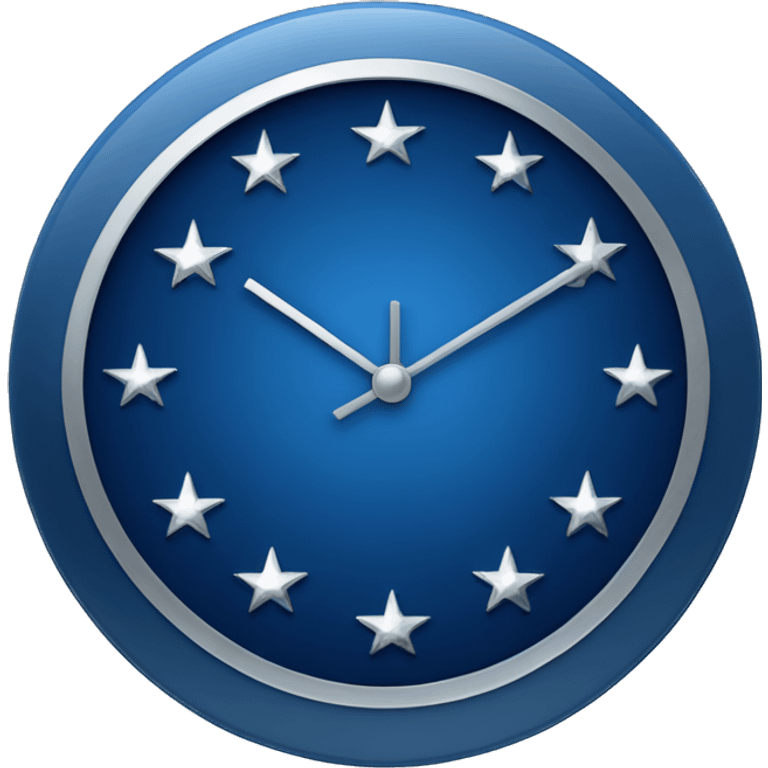 a sparkly dark blue clock with silver stars on it emoji