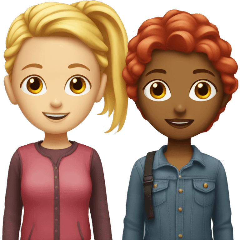 Girl with blond hair and girl with red hair emoji