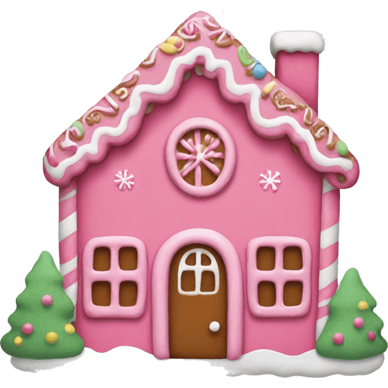 A pink gingerbread house emoji