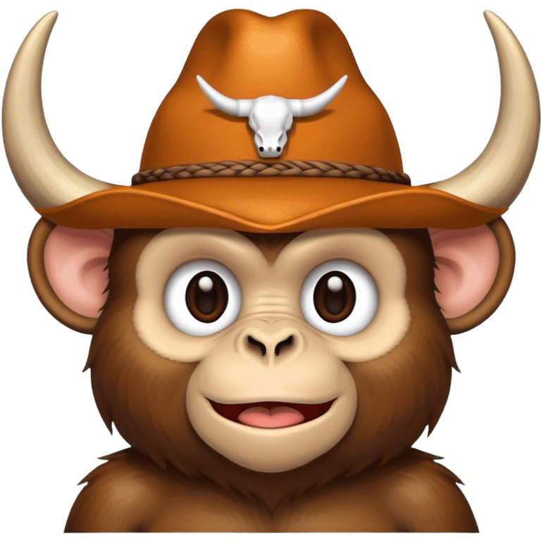 Monkey with a Texas longhorn hat  emoji