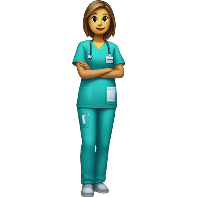 Female Xray tech full body with scrubs facing left emoji