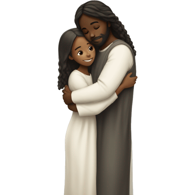 Black Girl hugging Jesus emoji