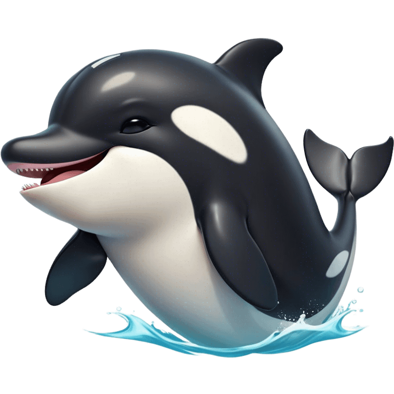 Cinematic Cute Yawning orca Portrait Emoji, Head tilted slightly with a dramatic, wide-open yawn, showcasing a sleek black-and-white body with gently relaxed fins and sleepy, half-closed eyes, Simplified yet irresistibly adorable features, highly detailed, glowing with a soft, cozy marine glow, high shine, relaxed yet expressive, stylized with a dash of whimsical deep-sea charm, soft glowing outline, capturing the essence of a drowsy yet affectionate orca that appears ready to stretch out in the waves for a nap! emoji