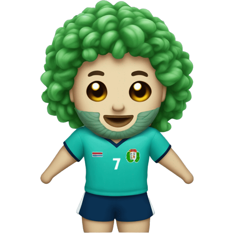 A Portuguese man with the number seven jersey on in a stadium with puffy hair emoji