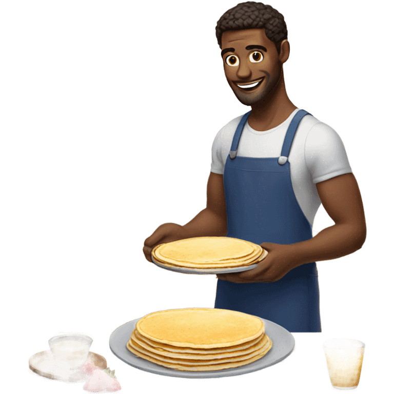 Attractive man making pancakes  emoji