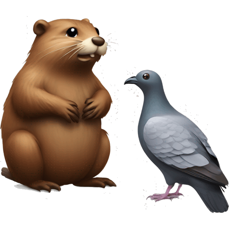 Beaver stood next to a pigeon  emoji