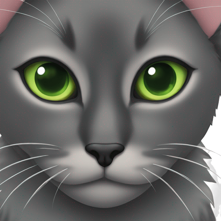 black cat with green eyes sits emoji