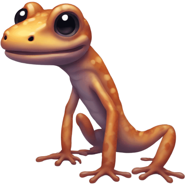 A skinny salamander that is sweating and looks scared and nervous emoji