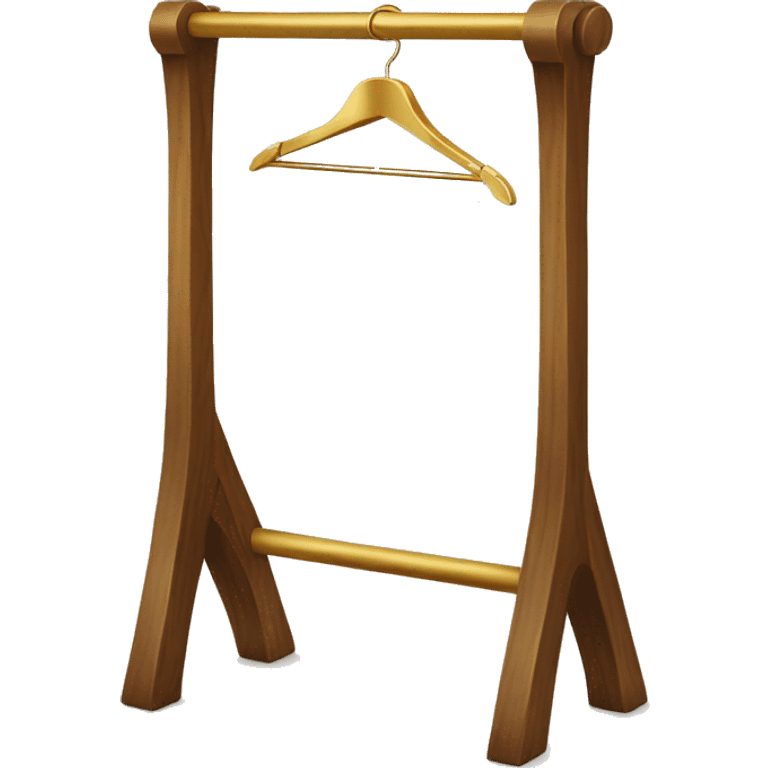 Wooden clothes rack with gold metal part  emoji