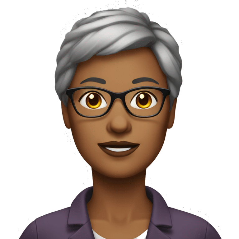 middle aged woman's face dark brown short hair wearing glasses emoji