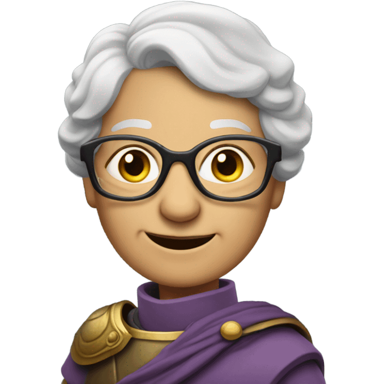 smiling old lady with glasses in Roman Soldier Armour  emoji