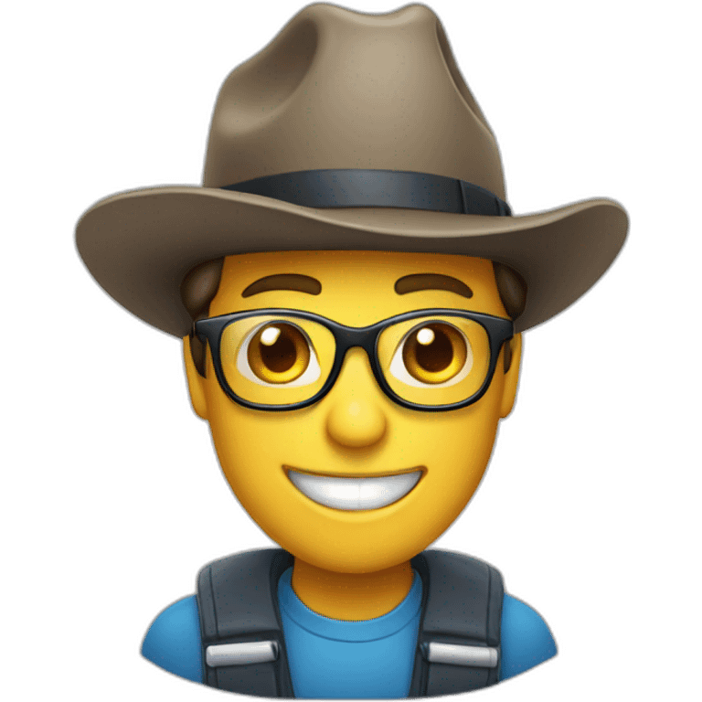 happy looking person wearing a truckers hat and glasses emoji